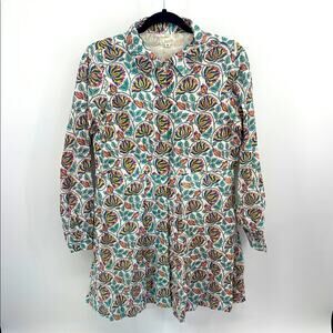 Livro Kurta floral print long sleeve button up flared shirt dress with pockets M